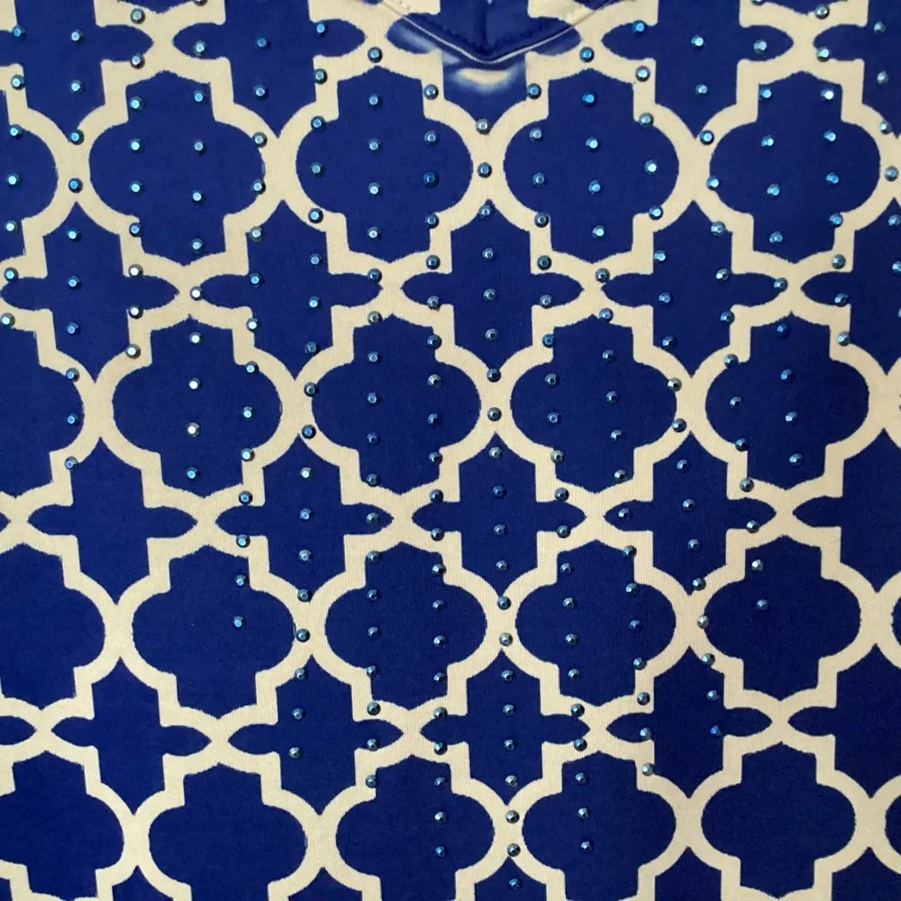 JM Collection Womens pullover V-neck Blouse beaded Size Large Adjustable - Picture 4 of 15